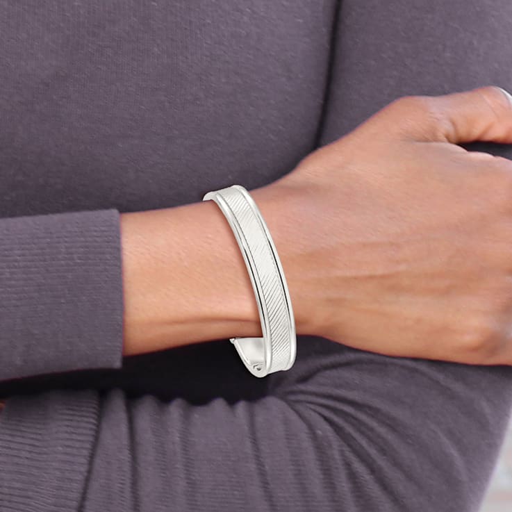 Sterling Silver Polished Textured Cuff Bracelet