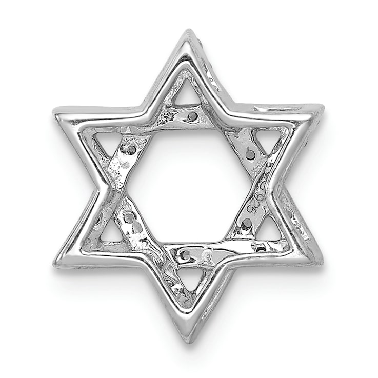 Rhodium Over 14k White Gold Diamond Star of David Chain Slide Pendant