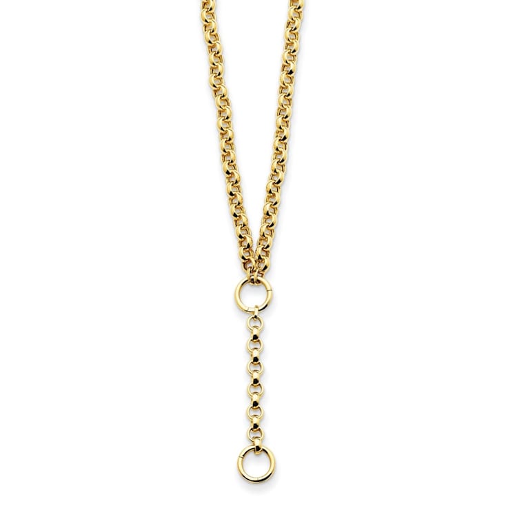 14K Yellow Gold Rolo Link Y-drop 20-inch Lariat Necklace