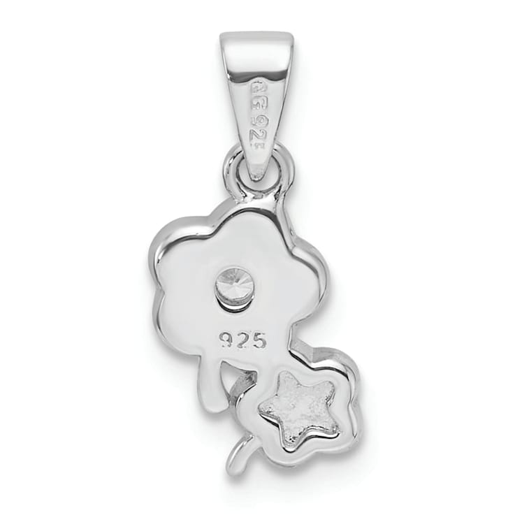 Rhodium Over Sterling Silver Blue and Pink Enamel with Cubic Zirconia
Floral Children's Pendant