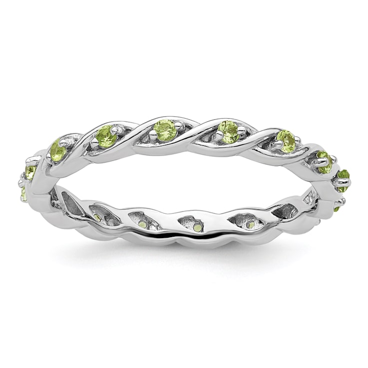 Sterling Silver Stackable Expressions Peridot Ring 0.25ctw