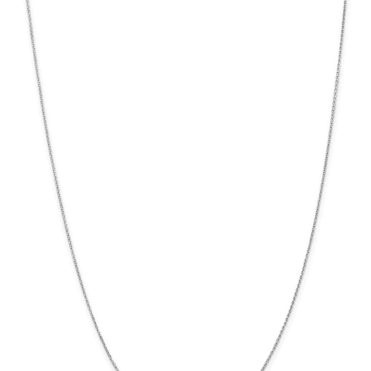 Rhodium Over 10k White Gold 0.8mm Diamond-Cut Cable 16 Inch Chain