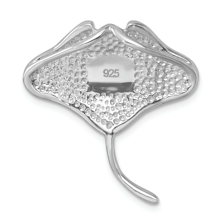 Rhodium Over Sterling Silver Polished Blue Crystal Ray Pendant