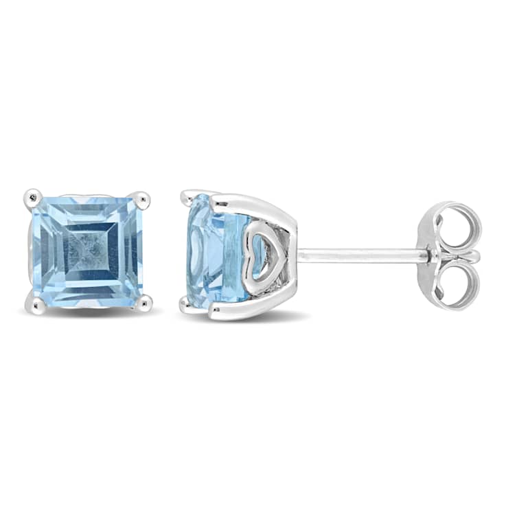 2.75ctw Square Sky Blue Topaz Stud Earrings in Sterling Silver