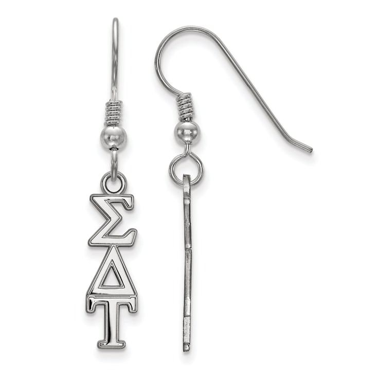 Rhodium Over Sterling Silver LogoArt Sigma Delta Tau Small Dangle Earrings