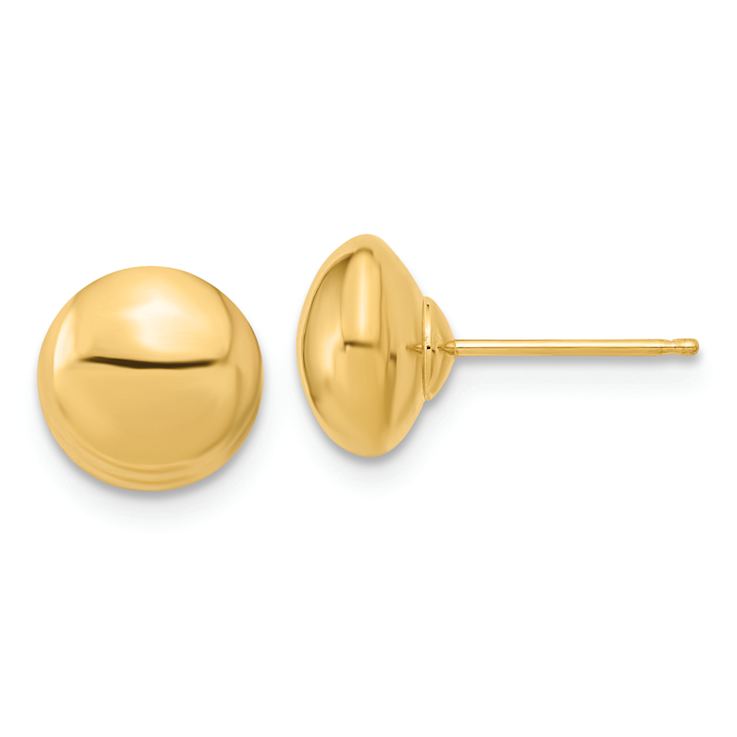 14k Yellow Gold 8mm Polished Button Earrings