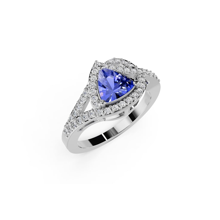 14K White Gold Tanzanite and Diamond Ring 0.90 ctw