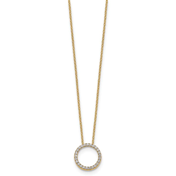 10k Yellow Gold 0.25 ctw Diamond Circle Pendant with 18 inch Cable Chain