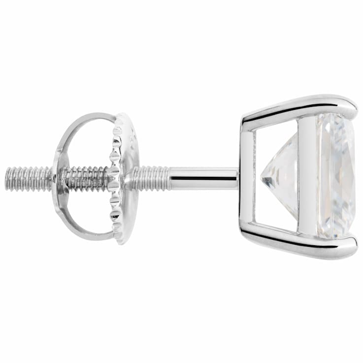 White Cubic Zirconia 14k White Gold Studs With Velvet Gift Box 3.00ctw