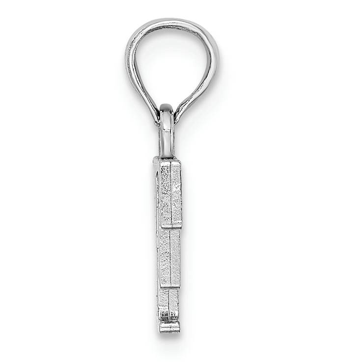 Rhodium Over 14k White Gold Polished Block Letter F Initial Pendant