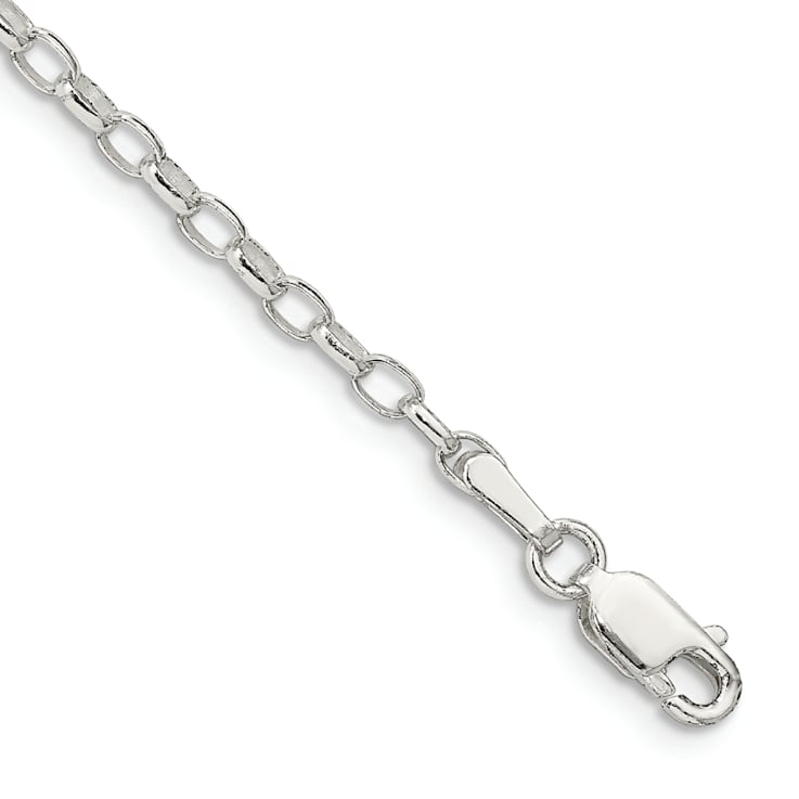 Sterling Silver 2.5mm Oval Rolo Chain Bracelet