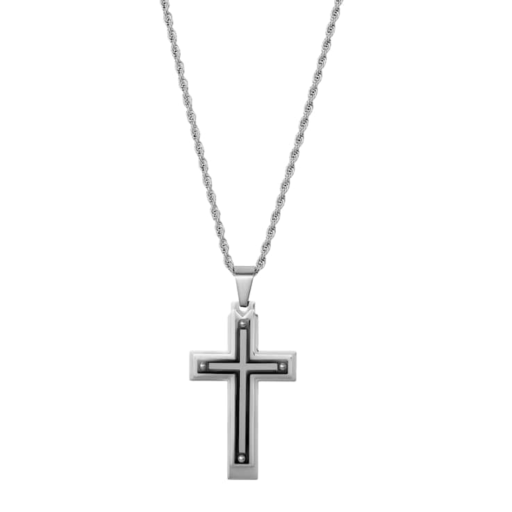 Invicta Men's Two-Tone Cross Pendant With Chain In Stainless Steel