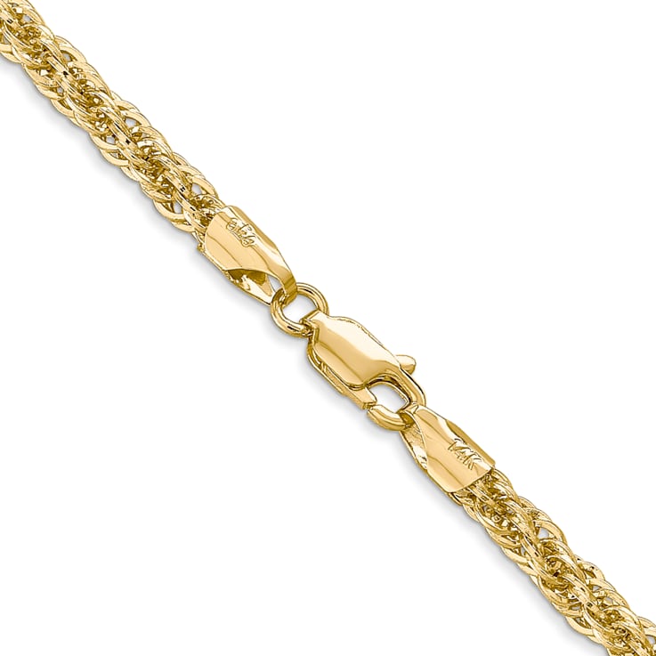 14K Yellow Gold 3.3mm Diamond-cut Semi-solid Chain Necklace