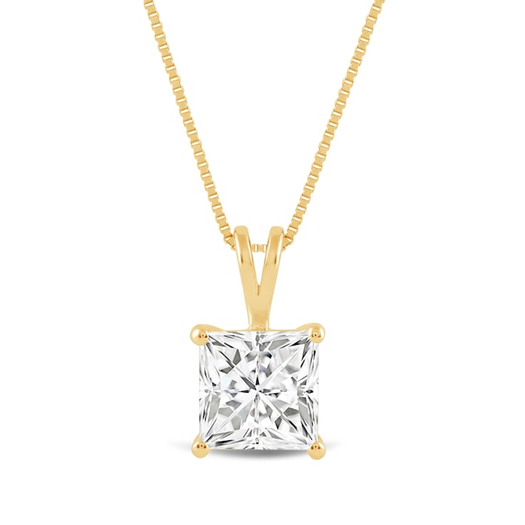 White Cubic Zirconia 14k Yellow Gold Pendant With Chain 2.00ctw