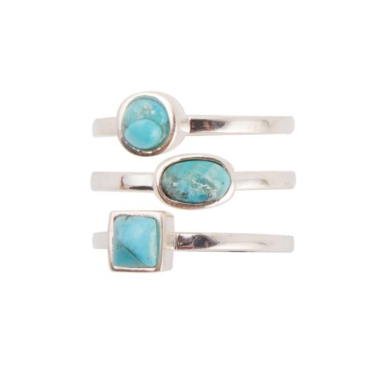 Barse Turquoise Stackable Band Ring In Sterling Silver Over Bronze