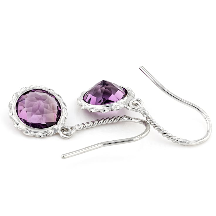 Purple Amethyst 14k White Gold Dangle Earrings 3.31ctw