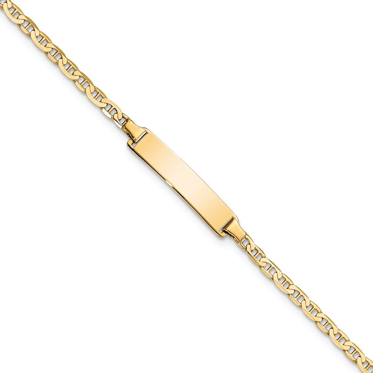 10k Yellow Gold Flat Mariner Link ID Bracelet