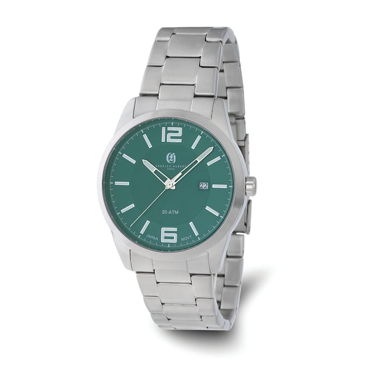 Charles Hubert Stainless Steel Green Dial Watch