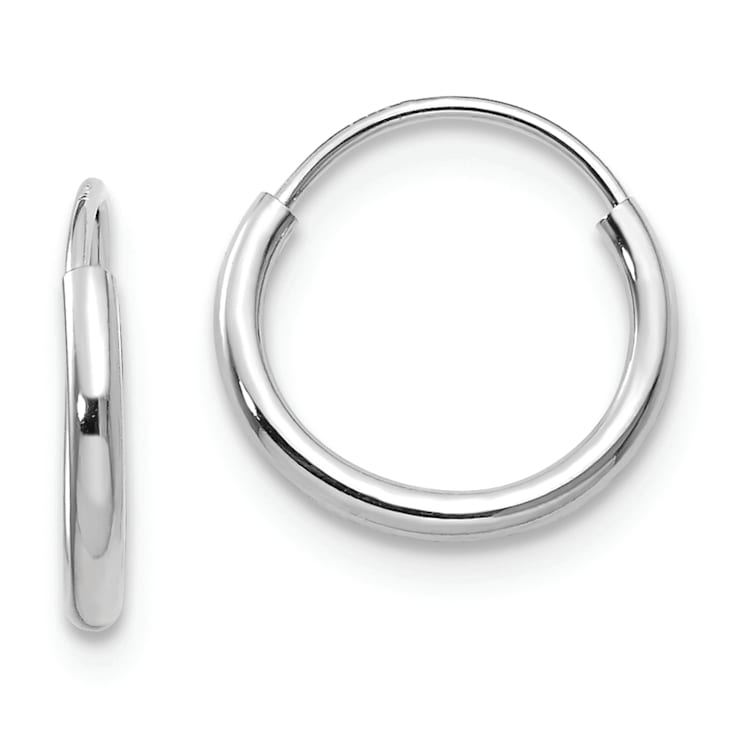 Rhodium Over 14K White Gold Endless Hoop Earrings