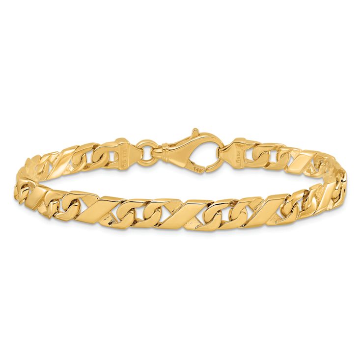 14k Yellow Gold 6.7mm Hand-polished Fancy Link Bracelet
