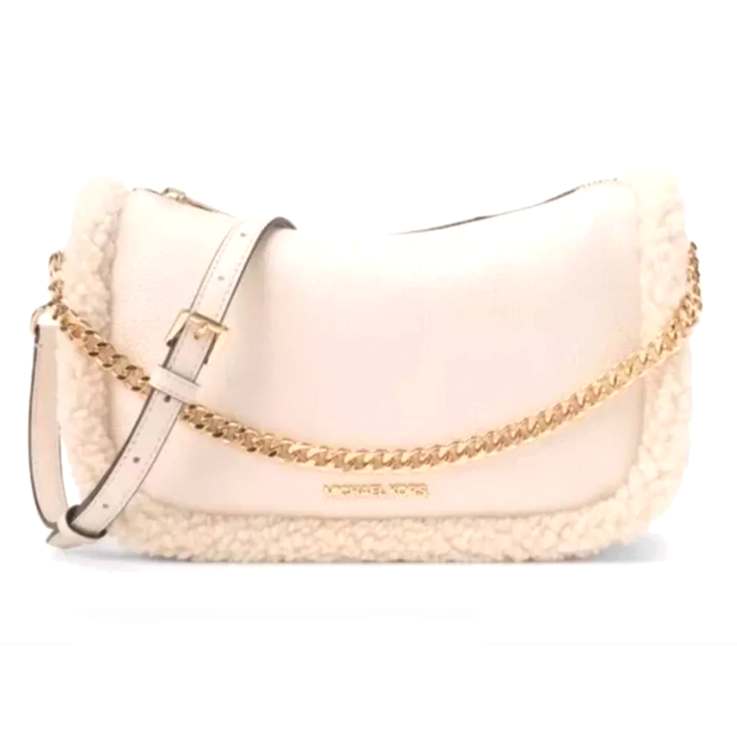 Michael Kors Carmela Medium Pebbled Leather Convertible Crossbody
Handbag in Natural Multi