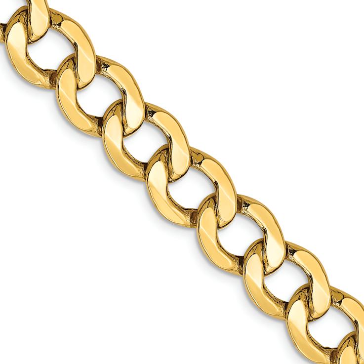 14k Yellow Gold 9mm Curb Link 24 Inch Chain