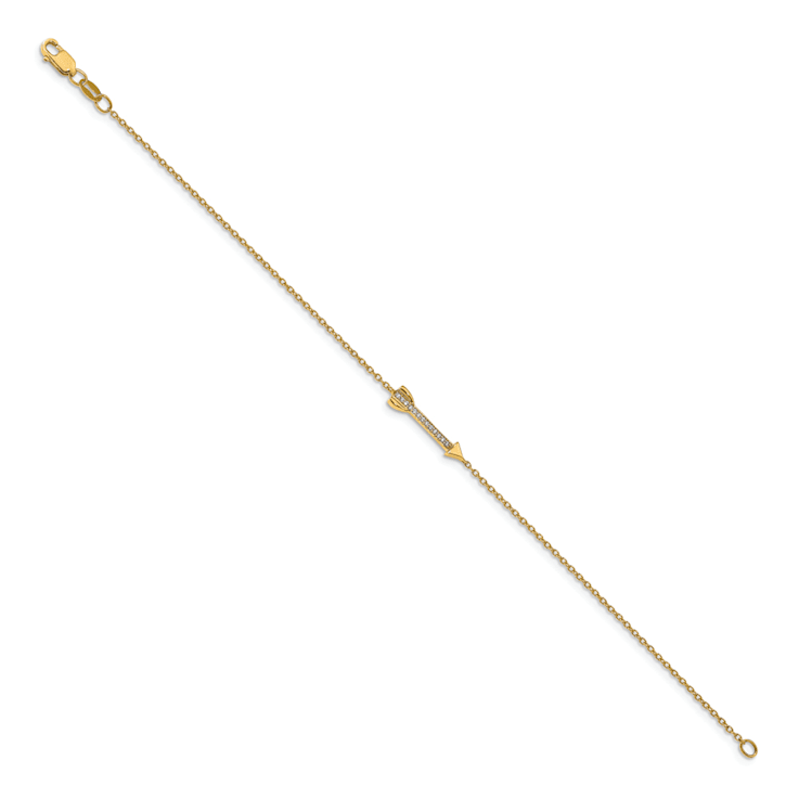 14k Yellow Gold Diamond Arrow Bracelet