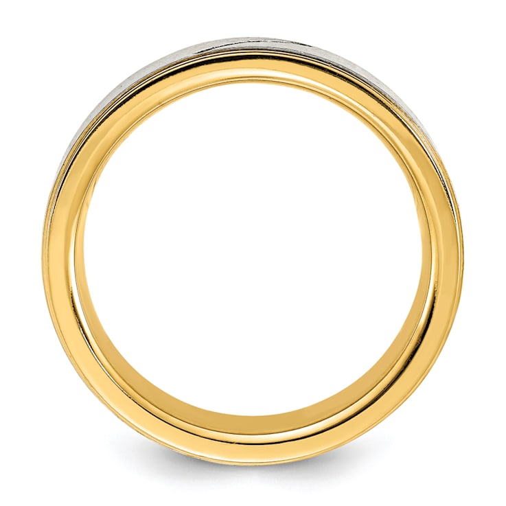 White Cubic Zirconia Yellow IP-Plating Over Titanium 8mm Men's Band Ring