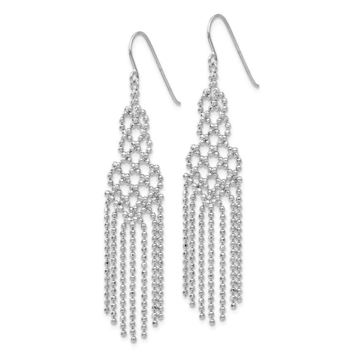 Rhodium Over 14k White Gold Beaded Dangle Earrings