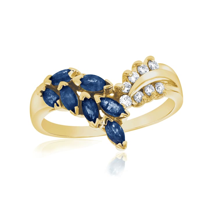 0.59ctw Sapphire and Diamond Ring in 14k Yellow Gold