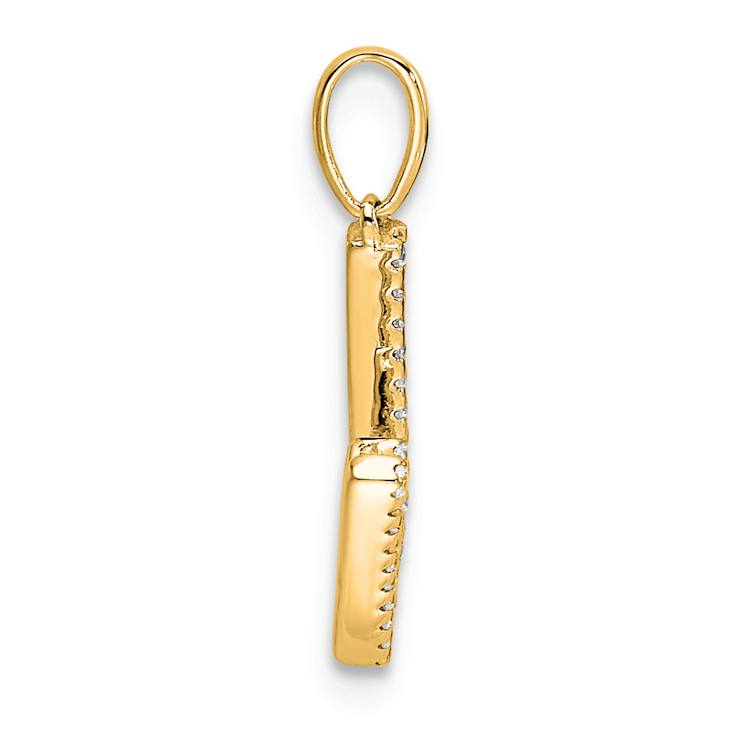 14k Yellow Gold Diamond Letter W Initial Pendant