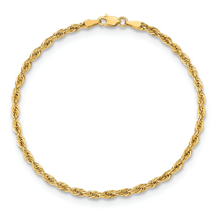 10k Yellow Gold 3mm Rope Link Bracelet