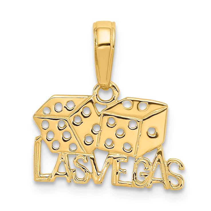 14k Yellow Gold LAS VEGAS with Dice Pendant