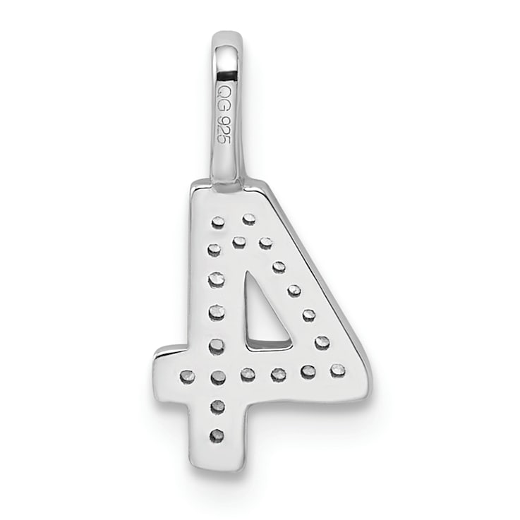Rhodium Over 14k White Gold Diamond Number 4 Pendant
