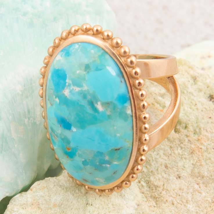 Barse Turquoise Oval-Cut Statement Ring In Bronze
