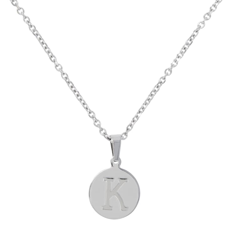 Initial K Charm Pendant Necklace In Silver-Tone