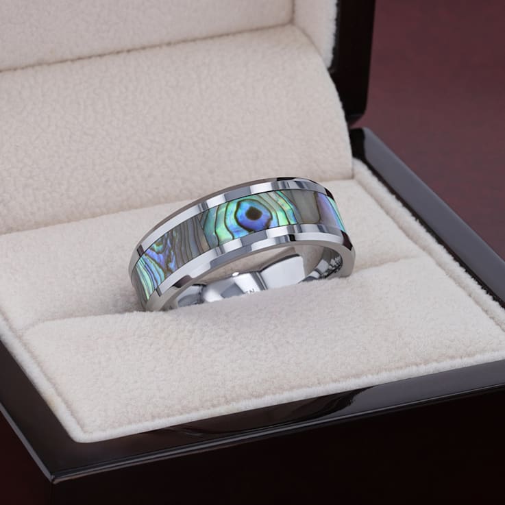 MAUI Tungsten Wedding Band with Mother of Pearl Inlay 8mm