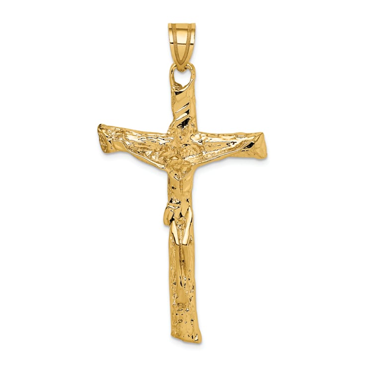14k Yellow Gold Textured Crucifix Pendant