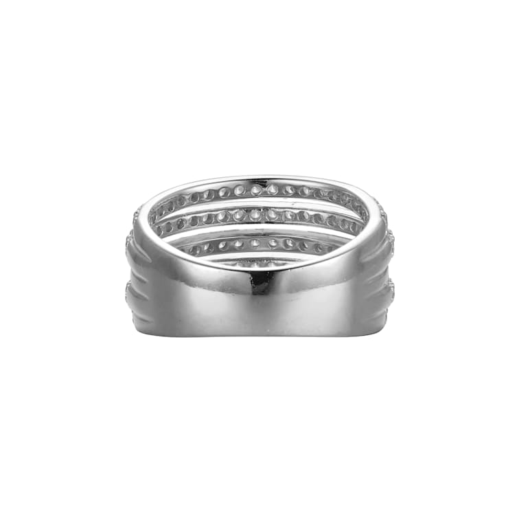 White Cubic Zirconia Platinum Over Sterling Silver Three Row Band Ring 2.57ctw