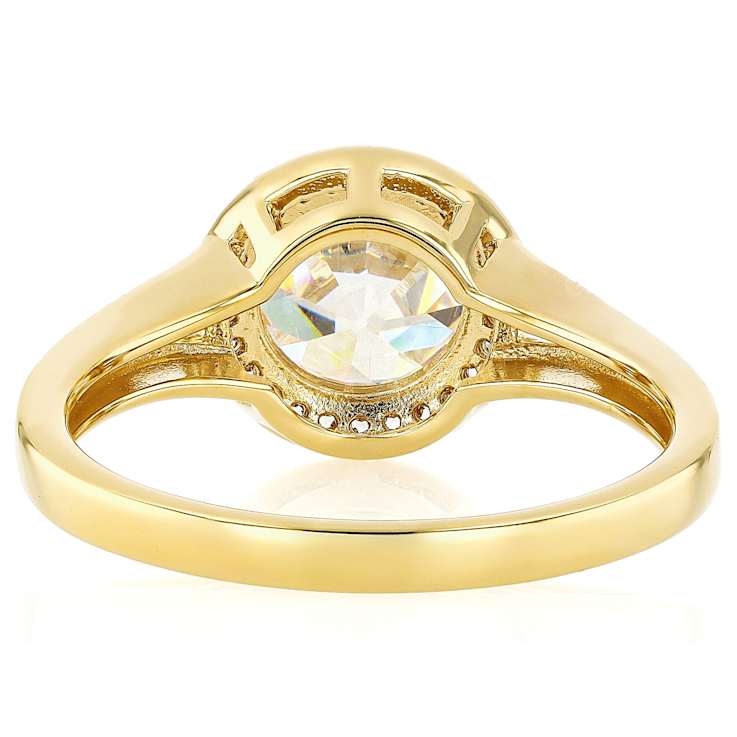 Diamond Simulant Old European Cut And Lab White Sapphire Ring In 18K
Gold Over Sterling Silver 2.75ctw