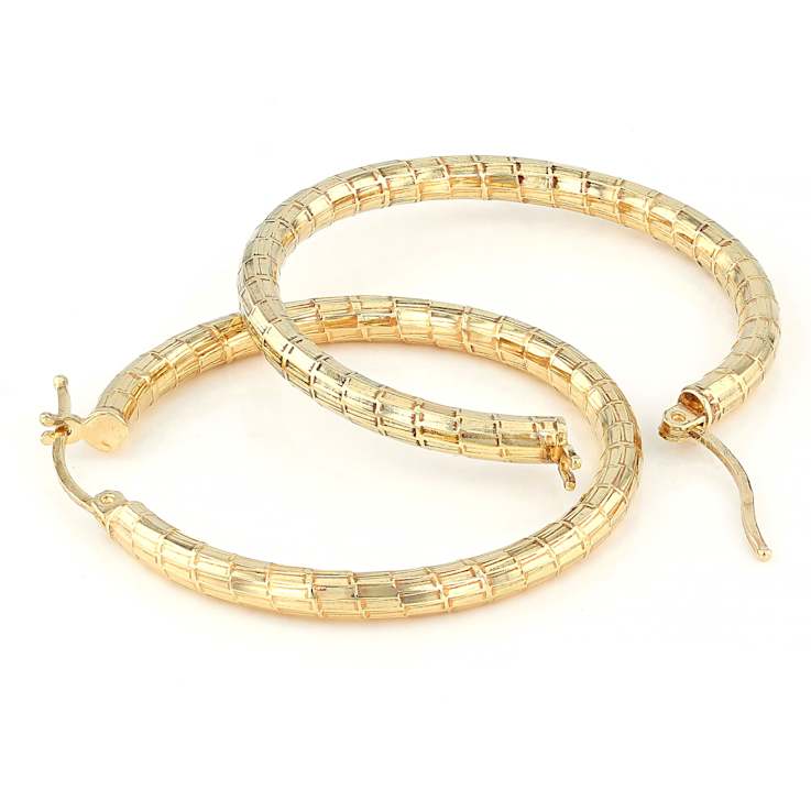 Bold Diamond-Cut Hoop Earrings In 18K Gold Over Sterling Silver