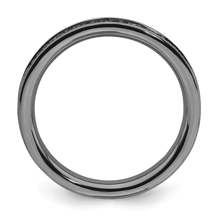 Ruthenium Over Sterling Silver Stackable Expressions and Diamonds Ring 0.195ctw