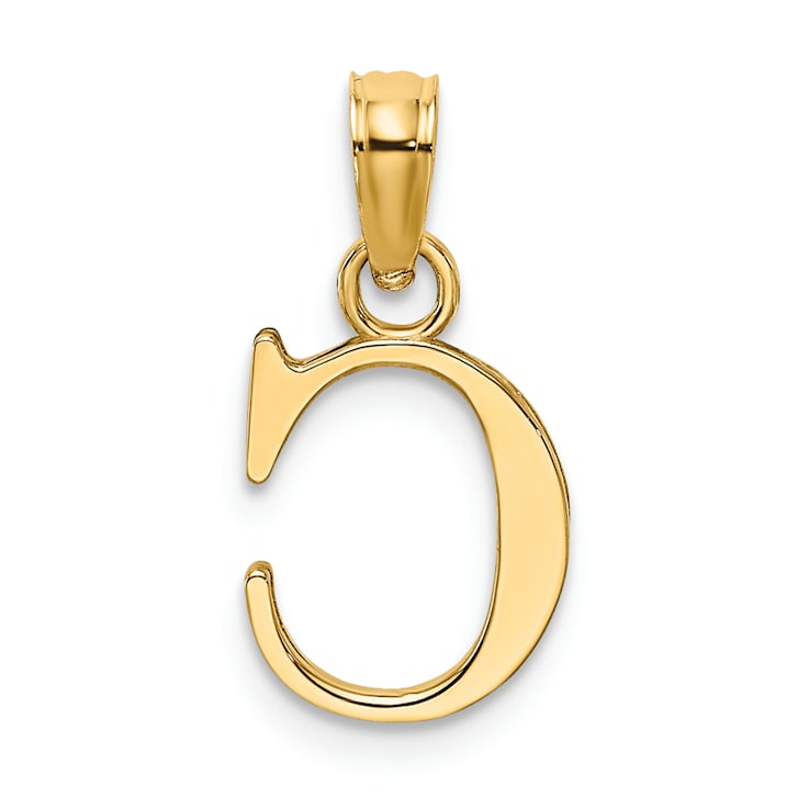 14k Yellow Gold Polished Block Letter C Initial Pendant
