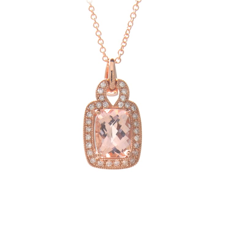1.35ctw Morganite and Diamond Pendant in 14k Rose Gold
