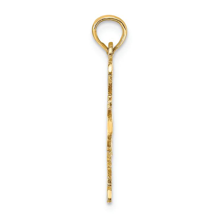14k Yellow Gold Solid Texas State Pendant