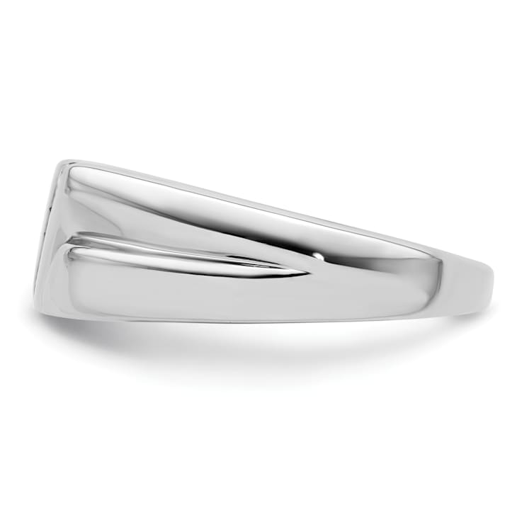 Rhodium Over 14K White Gold Lab Grown Diamond Men's Ring