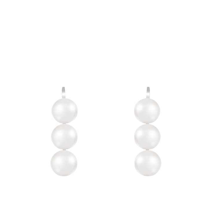 4.5-5mm White Cultured Freshwater Pearl Rhodium Over Sterling Silver Earrings