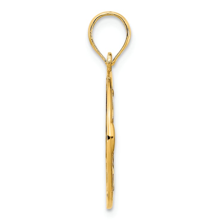 14k Yellow Gold Polished Claddagh Circle Pendant