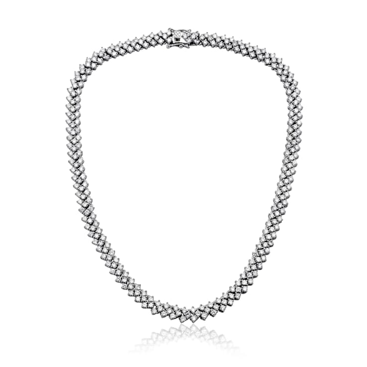 CZ Braided Tennis Necklace In Sterling Silver