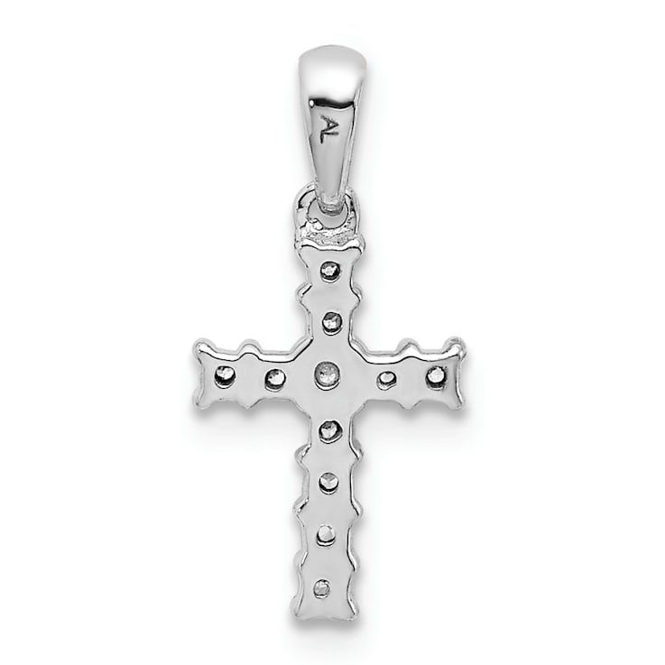 Rhodium Over 14K White Gold 1/20ct. Diamond Latin Cross Pendant